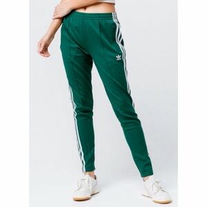 ADIDAS • Green/White Three Stripe Drawstring Track Pants, XS